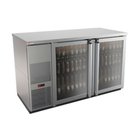 Pro-Line E-Series 59-1/2 Inch Stainless Steel Two-Section Refrigerated Back Bar Cabinet with Glass Doors