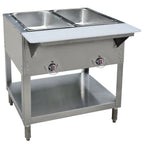 Thumbnail image #1 for BK Resources STE-NG-2 2-Well Natural Gas Hot Food Table, Stainless Steel, Cutting Board Shelf, Adjustable Undershelf