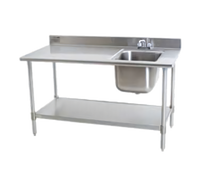 Eagle Group Deluxe 48-Inch x 30-Inch Stainless Steel Sink Work Table with Right Bowl, Backsplash, and Undershelf