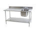 Thumbnail image #1 for Eagle Group Deluxe 48-Inch x 30-Inch Stainless Steel Sink Work Table with Right Bowl, Backsplash, and Undershelf