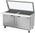Thumbnail image #1 for Beverage-Air SPE60HC-24M-STL Mega Top Sandwich Prep Table with See-Thru Lid, 60-Inch, 2-Section, 24-Pan Capacity