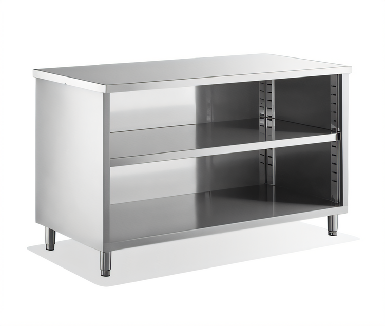 Product image #1 for Steel Works Stainless 72 Inch x 15 Inch x 36 Inch Stainless Steel Open Dish Cabinet with Adjustable Mid-Shelf