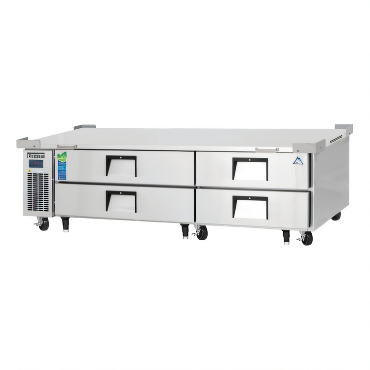 Product image #1 for Everest Refrigeration 82-3/8 Inch Wide Two-Section Four-Drawer Chef Base Refrigerator with Stainless Steel Worktop and Side-Mounted R290 Cooling