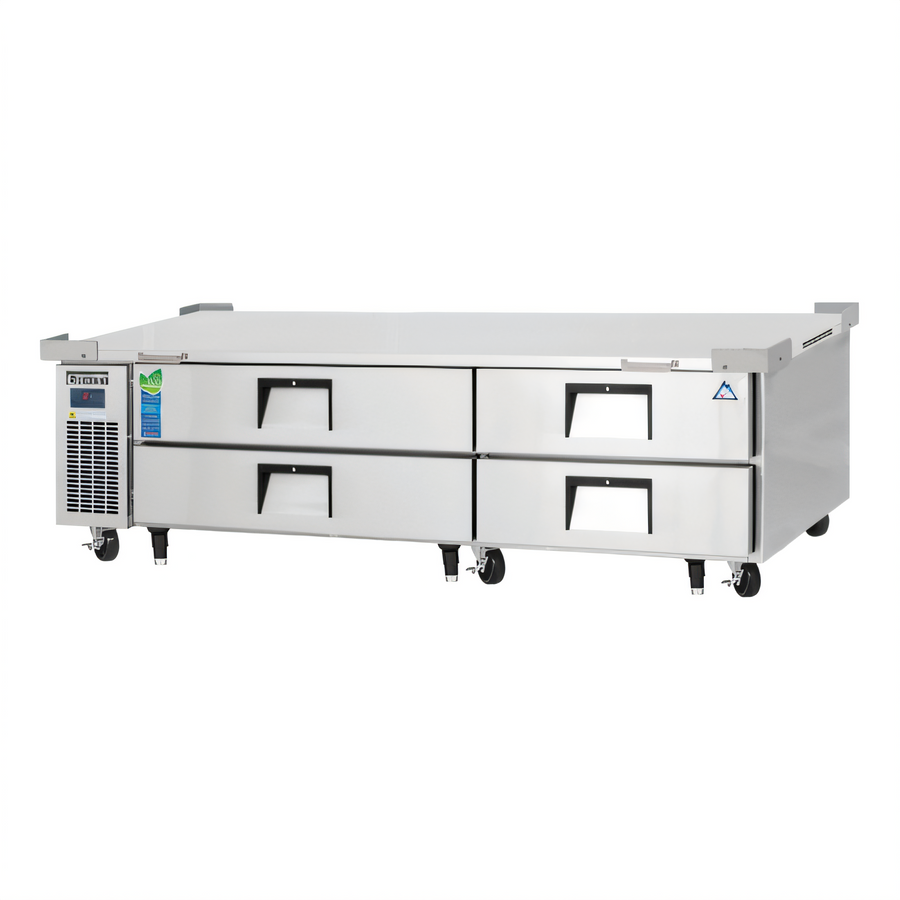 Product image #1 for Everest Refrigeration 82-3/8 Inch Wide Two-Section Four-Drawer Chef Base Refrigerator with Stainless Steel Worktop and Side-Mounted R290 Cooling