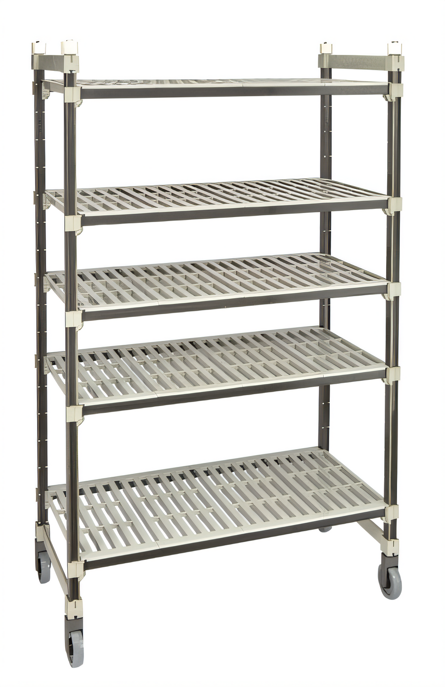 Product image #1 for Cambro Camshelving Elements XTRA High Density Top Rail 5-Tier Mobile Starter Unit Shelving, 24 x 60 x 80 Inches, Overhead Track