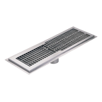 Thumbnail image #1 for IMC/Teddy SEC-LFT18-11-SG Security Floor Trough with Drain, 14-Gauge 304 Stainless Steel, Subway Grating, 132"W x 18"D x 4" Deep