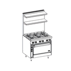 Thumbnail image #1 for Jade Range (Middleby) Bistro JBR-36G 36-Inch Gas Restaurant Range with Full 1-Inch Griddle, Manual Controls & Cabinet Base