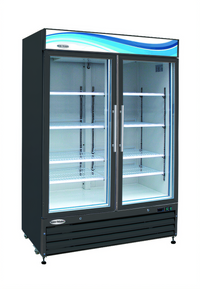 Serv-Ware 2-Door 49 Cu. Ft. Black Glass Door Merchandiser Freezer