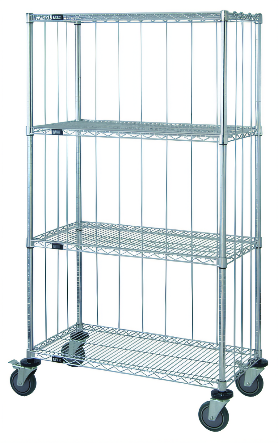 Product image #1 for Quantum Mobile Wire Shelving Enclosure Cart with 4 Shelves, 36 x 24 x 69 Inches, Chrome Plated Finish