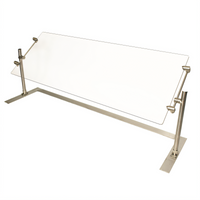 BK Resources 60-Inch Portable Adjustable Single-Sided Sneeze Guard with Tempered Glass Panel