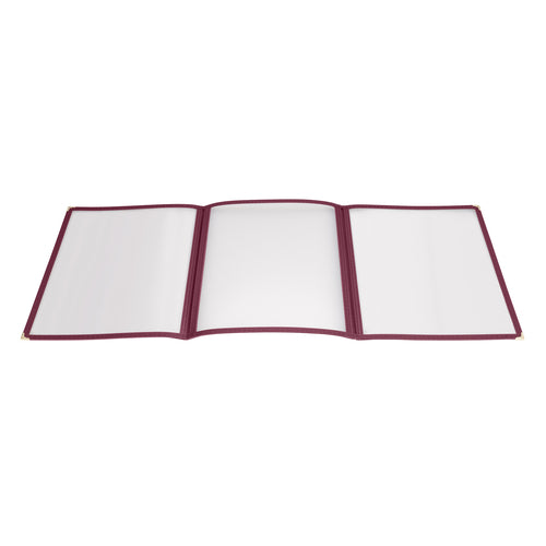 Product image #1 for Winco Triple-Fold Plastic Burgundy Menu Cover for 8-1/2 x 11-Inch Inserts