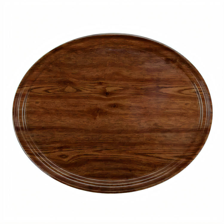 Product image #2 for Cambro Camtray Oval Fiberglass Serving Tray, 22 x 26-7/8 In., Country Oak
