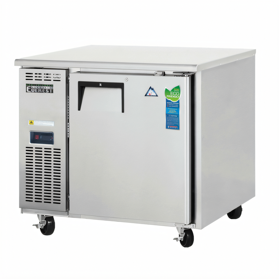 Product image #1 for Everest Refrigeration ETR1-24 1-Section Undercounter Worktop Refrigerator, 6 Cu. Ft., Side-Mounted Self-Contained, Stainless Steel