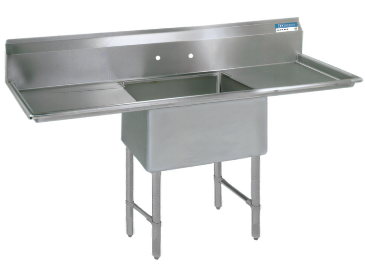 Product image #1 for BK Resources One Compartment Double Drainboard Stainless Steel Compartment Sink with 18" x 18" x 14" Bowl