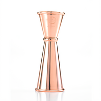 Barfly Japanese-Style Double Jigger, 1 oz. x 2 oz., Copper-Plated 18/8 Stainless Steel with Internal Marking Lines