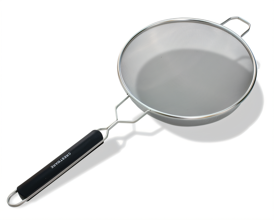 Product image #1 for 10-Inch Fine Single Mesh Strainer with Double-Coated Tin, Black Plastic Handle