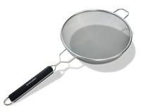 10-Inch Fine Single Mesh Strainer with Double-Coated Tin, Black Plastic Handle