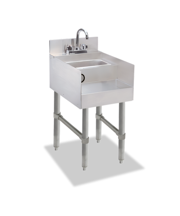 Product image #1 for 26" x 12" Freestanding Double Step Stainless Steel Blender Station with 3" Backsplash and 9" x 9" x 4" Dump Sink