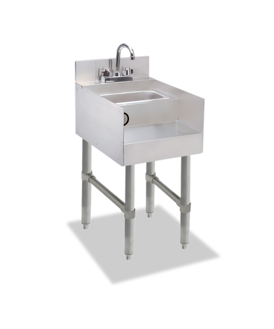 Product image #1 for 26" x 12" Freestanding Double Step Stainless Steel Blender Station with 3" Backsplash and 9" x 9" x 4" Dump Sink