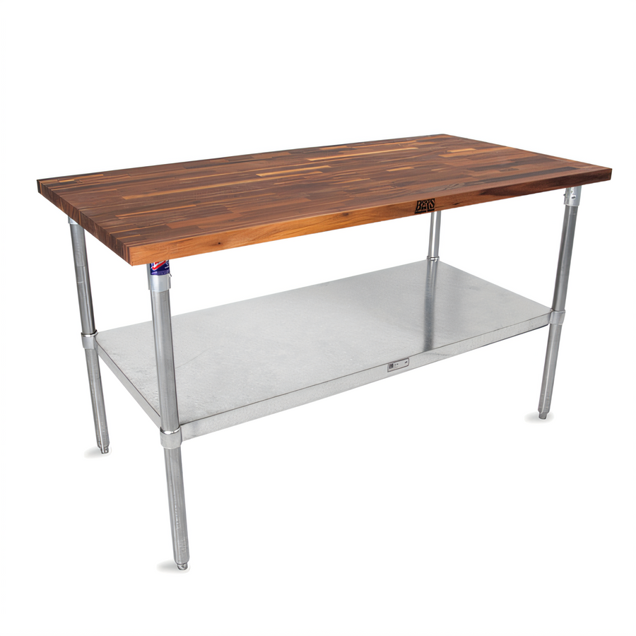 Product image #1 for John Boos 48 x 24 Inch American Black Walnut Wood Top Work Table with Adjustable Undershelf