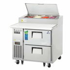 Thumbnail image #1 for Everest Refrigeration EPPR1-D2 Drawered Pizza Prep Table, 1 Section, 2 Drawers, 35-5/8" Wide, Stainless Steel, Self-Contained R290 Refrigeration