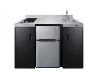 54-Inch All-in-One Kitchenette with 2-Burner Smooth-Top Cooktop, 19-Inch Compact Refrigerator, Sink, and Storage Cabinet