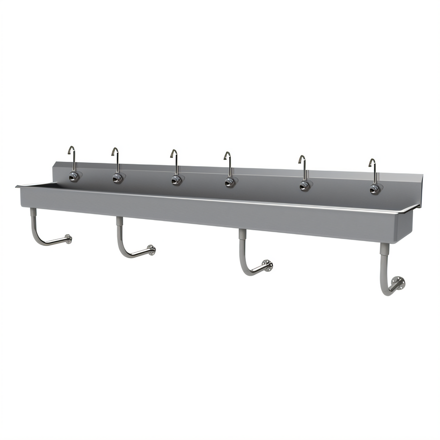 Product image #1 for Advance Tabco FC-WM-120EFADA 120 Inch Wide Wall-Mounted Multiwash Hand Sink with 6 Electronic Faucets