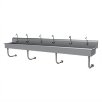 Advance Tabco FC-WM-120EFADA 120 Inch Wide Wall-Mounted Multiwash Hand Sink with 6 Electronic Faucets