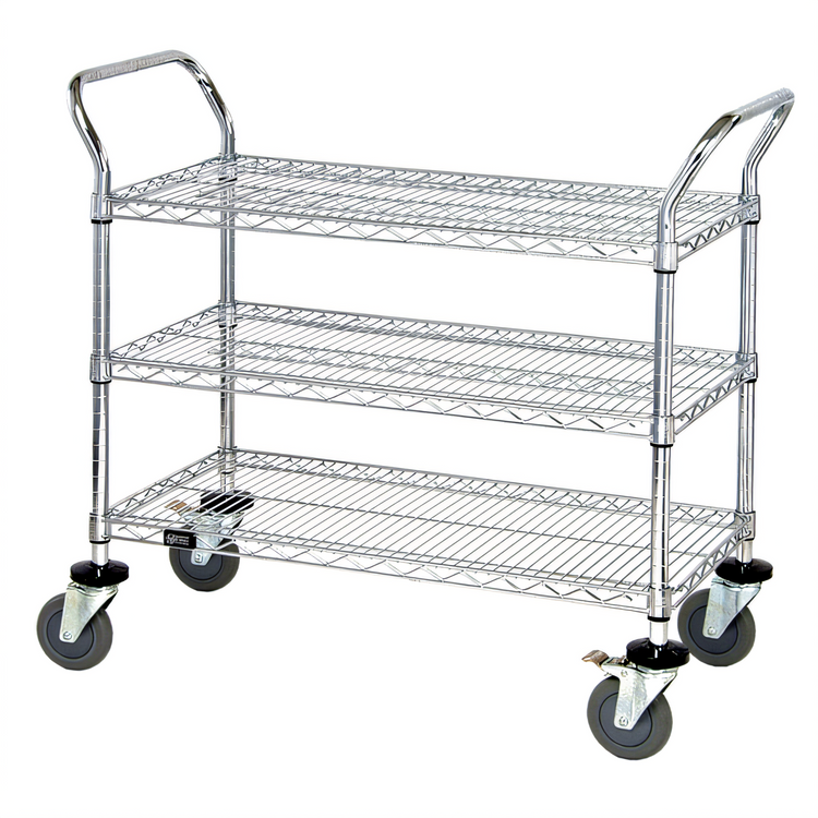 Product image #1 for Quantum 48-Inch x 18-Inch 3-Shelf Chrome-Plated Wire Utility Bus Cart