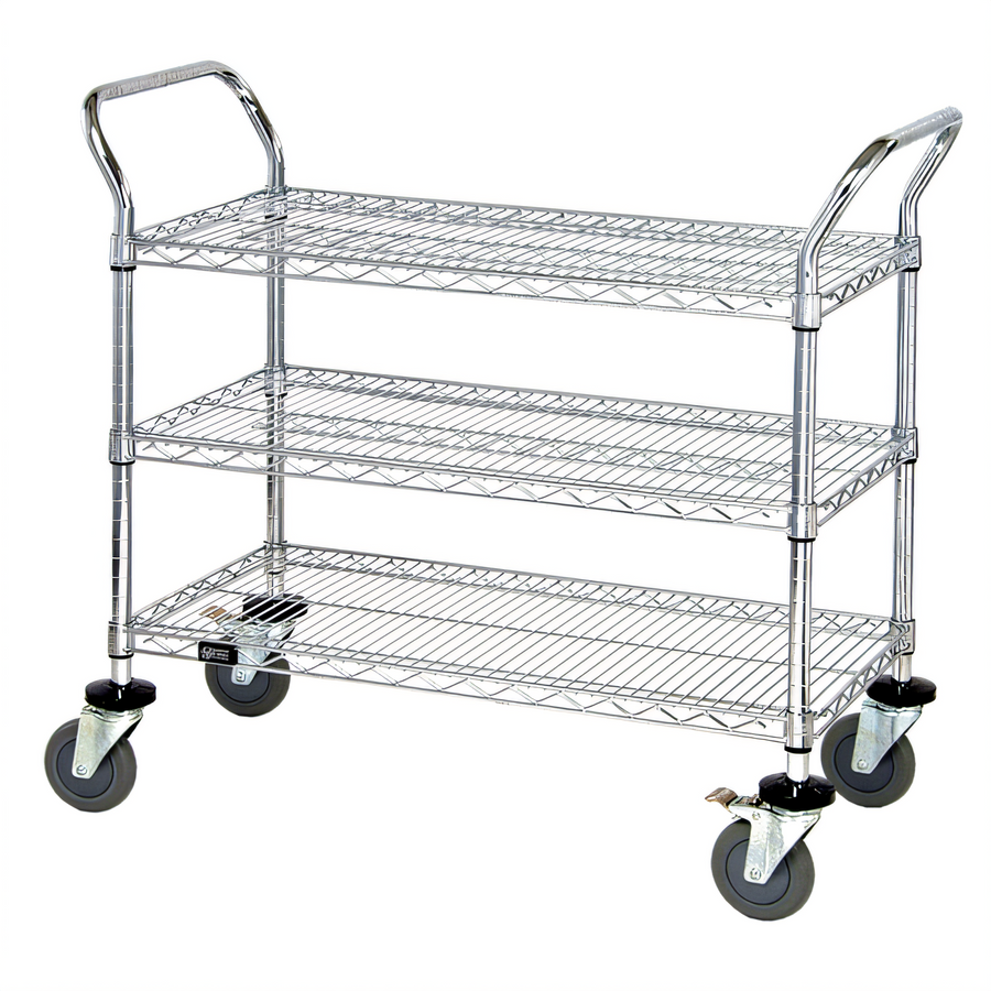 Product image #1 for Quantum 48-Inch x 18-Inch 3-Shelf Chrome-Plated Wire Utility Bus Cart