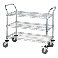 Quantum 48-Inch x 18-Inch 3-Shelf Chrome-Plated Wire Utility Bus Cart