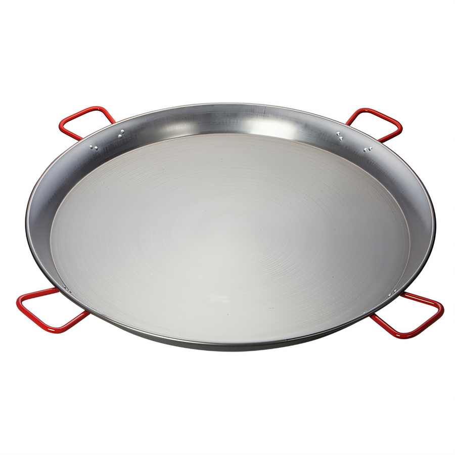 Product image #1 for Winco 35-1/2 Inch Round Polished Carbon Steel Paella Pan with 4 Handles