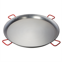 Winco 35-1/2 Inch Round Polished Carbon Steel Paella Pan with 4 Handles