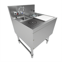 Advance Tabco Prestige Underbar Hand & Dump Sink Prep Station with Faucet, Glass Rinser, Dipperwell, and Cutting Board