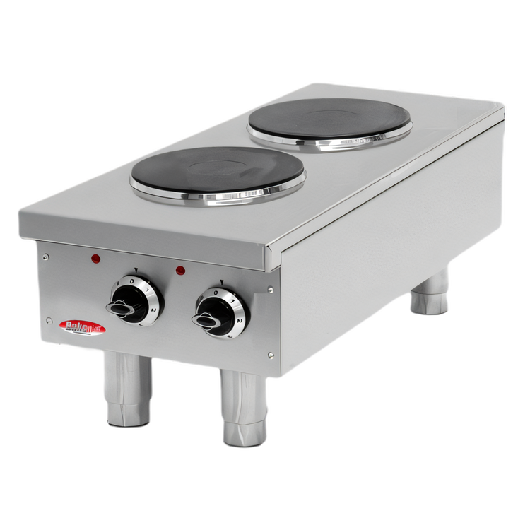 Product image #1 for BakeMax 2-Burner Electric Countertop Hot Plate with Thermostatic Controls, 208V