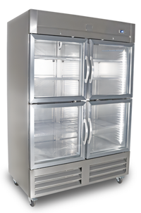 Kelvinator Commercial 54-Inch Wide Full-Height Two-Section Reach-In Refrigerator with 4 Half Glass Doors, 49 Cu. Ft., Bottom Mount