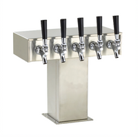 Perlick Standard Height 5-Faucet Air-Cooled Tee Tower, Polished Chrome