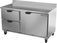 Beverage-Air 60-Inch Two-Section Worktop Freezer with 2 Drawers, Solid Door, and Foamed-In-Place Backsplash