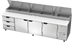 Thumbnail image #1 for Beverage-Air DPD119HC-3 Four-Section Refrigerated Deli/Pizza Prep Table with 3 Doors and 3 Drawers