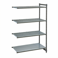 Camshelving Basics Plus 24-Inch Deep x 30-Inch Wide x 64-Inch High 4-Tier Add-On Shelving Unit with Vented and Solid Shelf Plates, Brushed Graphite