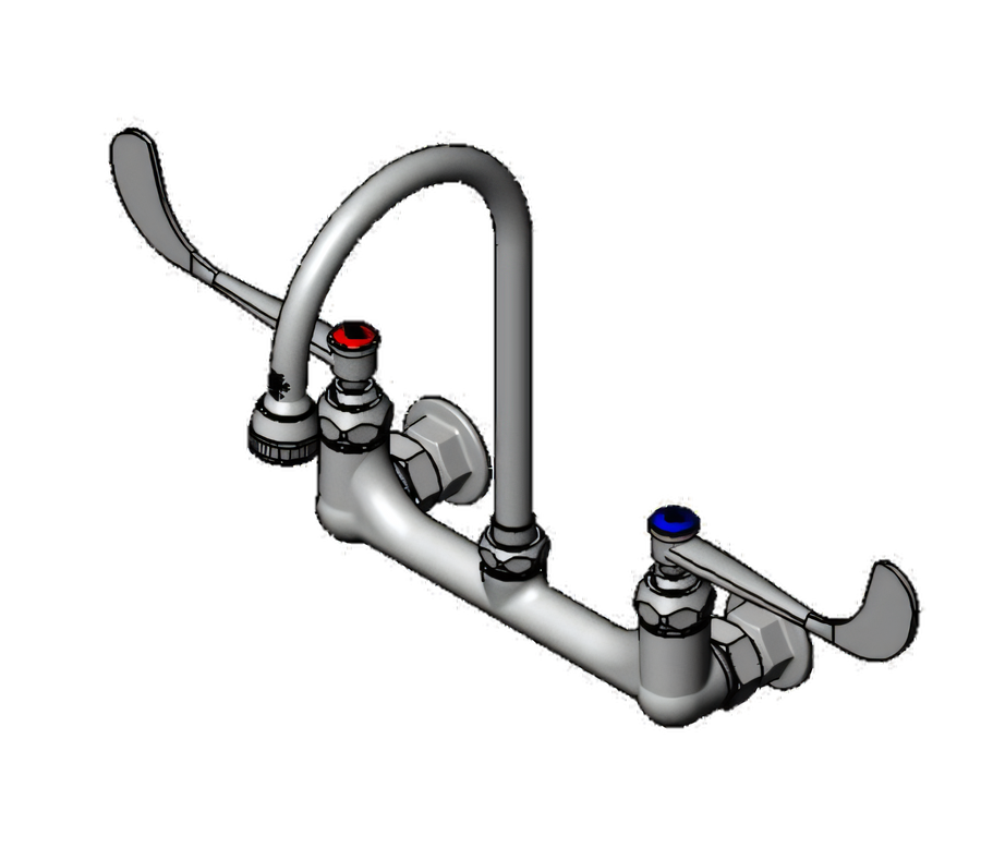 Product image #1 for T&S Brass B-0350 Wall Mount Surgical Sink Mixing Faucet with 5-3/4 Inch Gooseneck Spout and Rosespray Outlet