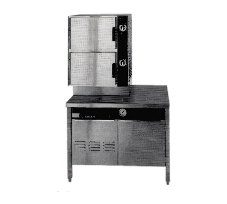 Product image #1 for Groen HyPlus 2-Compartment Gas Pressureless Steamer with 36-Inch Cabinet Base