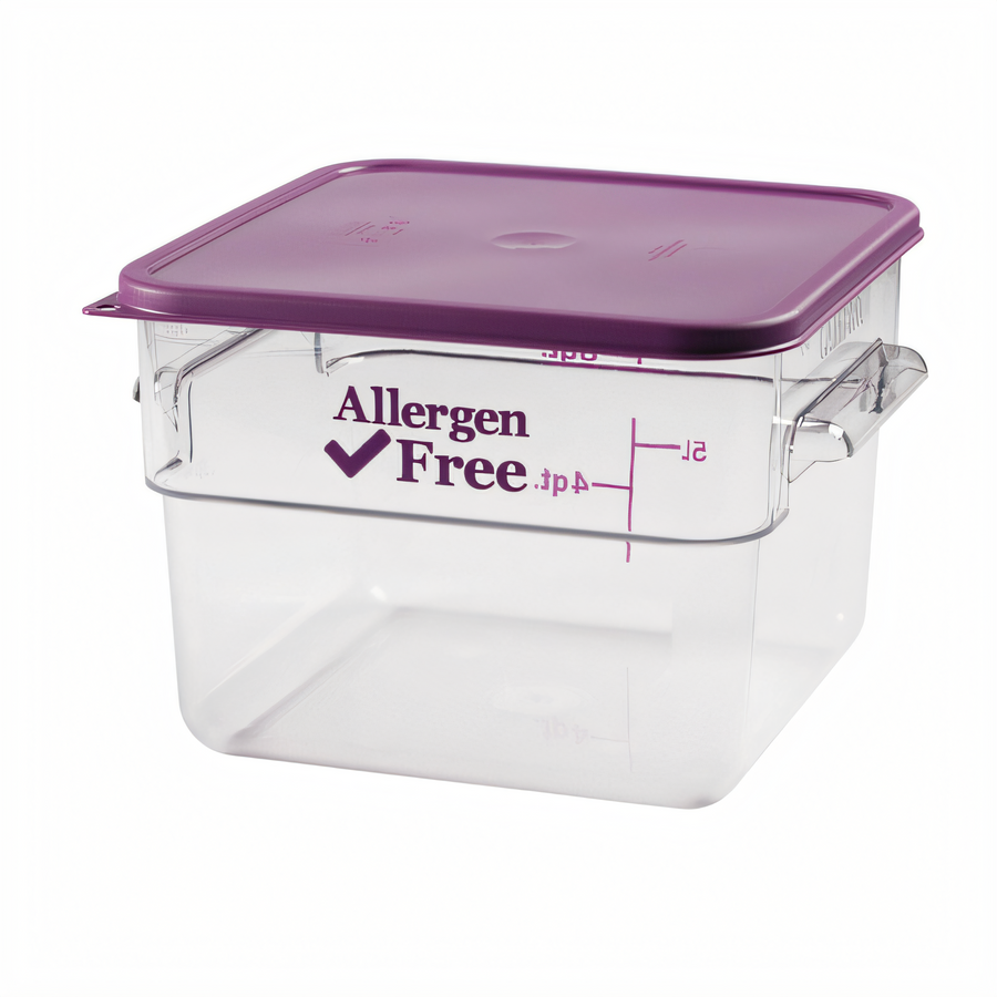 Product image #1 for Cambro CamSquare Allergen-Free 12 Qt Square Food Storage Container with Handles, Clear Polycarbonate