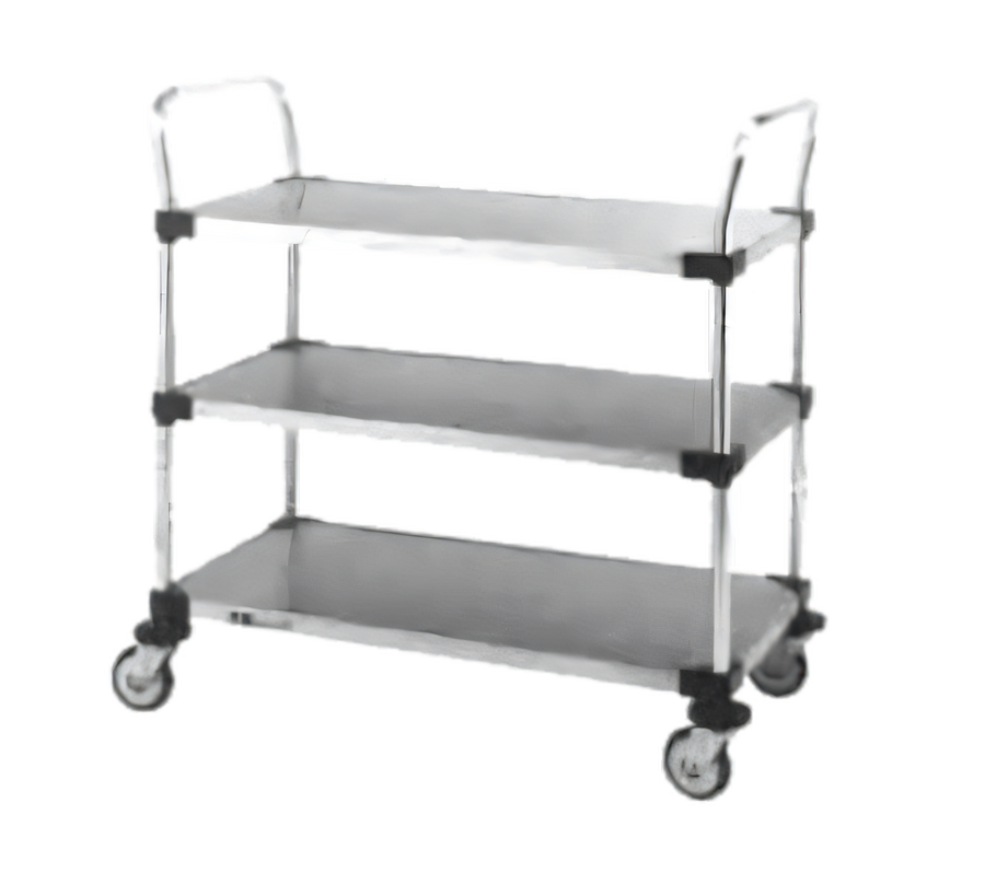 Product image #1 for Standard Duty Stainless Steel 3-Shelf Bus Cart with Push Handles, 36 x 24 Inches