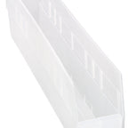 Thumbnail image #1 for Quantum QSB205CL Nesting Shelf Bin, Clear Polypropylene, 4-1/8 x 23-5/8 x 6 Inches, 7 Divider Slots Case of 16