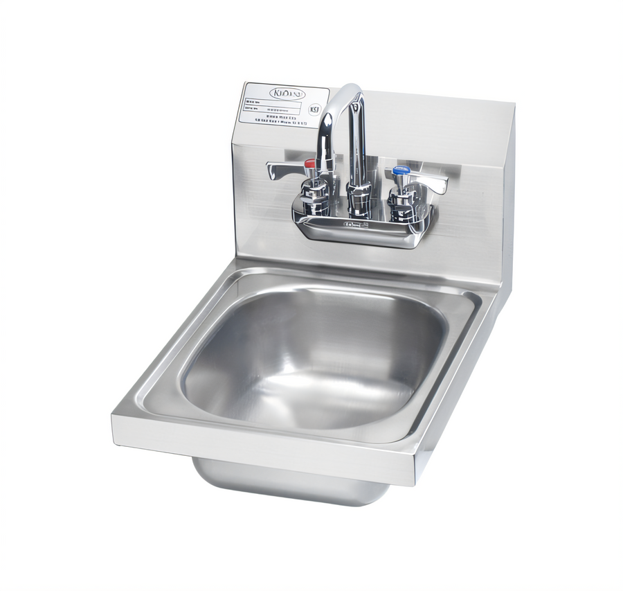 Product image #1 for Krowne HS-21 12-Inch Wall-Mount Space Saver Stainless Steel Hand Sink with Royal Series Gooseneck Faucet