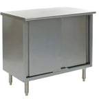 Thumbnail image #1 for Eagle Group Spec-Master CB3096SE Enclosed Work Table, 96"W x 30"D, 14-Gauge Stainless Steel Top, Cabinet Base, 4 Sliding Doors