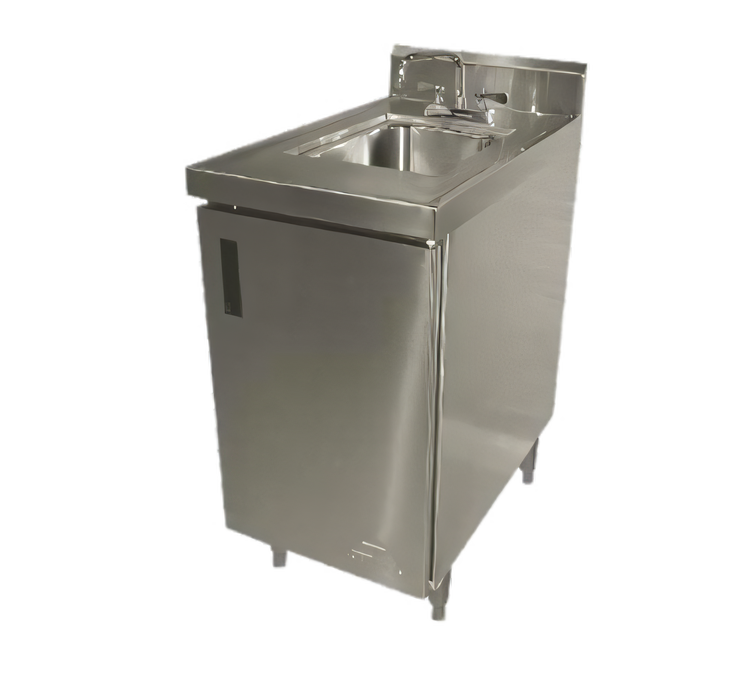 Product image #1 for Advance Tabco SHK-302 24-Inch x 30-Inch Freestanding Stainless Steel Sink Cabinet with 10-Inch Deep Bowl, Faucet and 5-Inch Backsplash