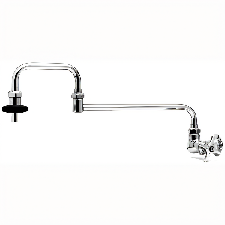 Product image #1 for T&S Brass 18-Inch Splash-Mounted Double-Jointed Pot Filler Faucet with Single-Control Four-Arm Handle, Chrome-Plated