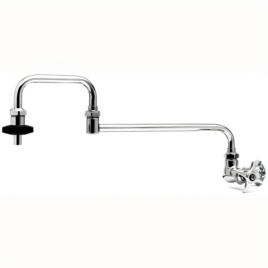 Product image #1 for T&S Brass 18-Inch Splash-Mounted Double-Jointed Pot Filler Faucet with Single-Control Four-Arm Handle, Chrome-Plated